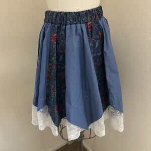 VINTAGE Square Dance MONDIKI Flare Skirt Flowers Lace Rockabilly‎
